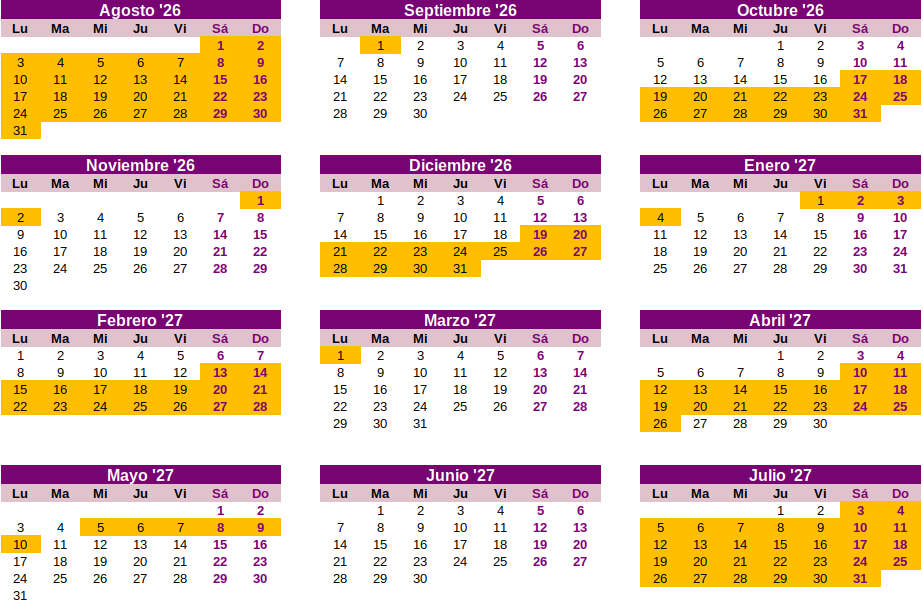 Vacaciones escolares en Francia para el curso académico 2026-2027 en la Zona A (calendario)